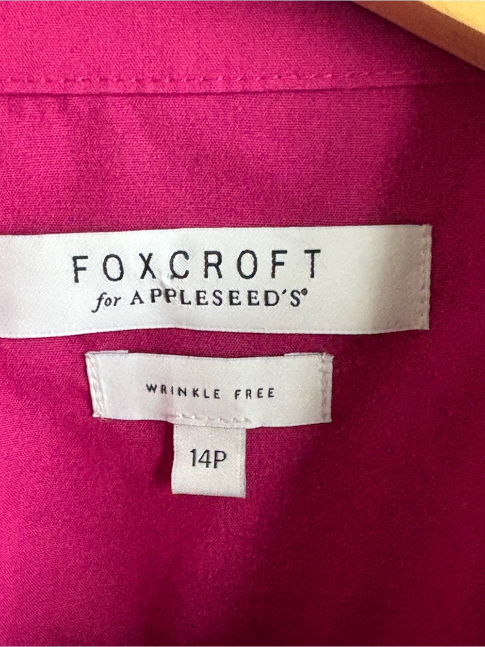 Foxcroft for Appleseed Wrinkle Free Pink Fuchsia Blouse Size 14P - Picture 4 of 5